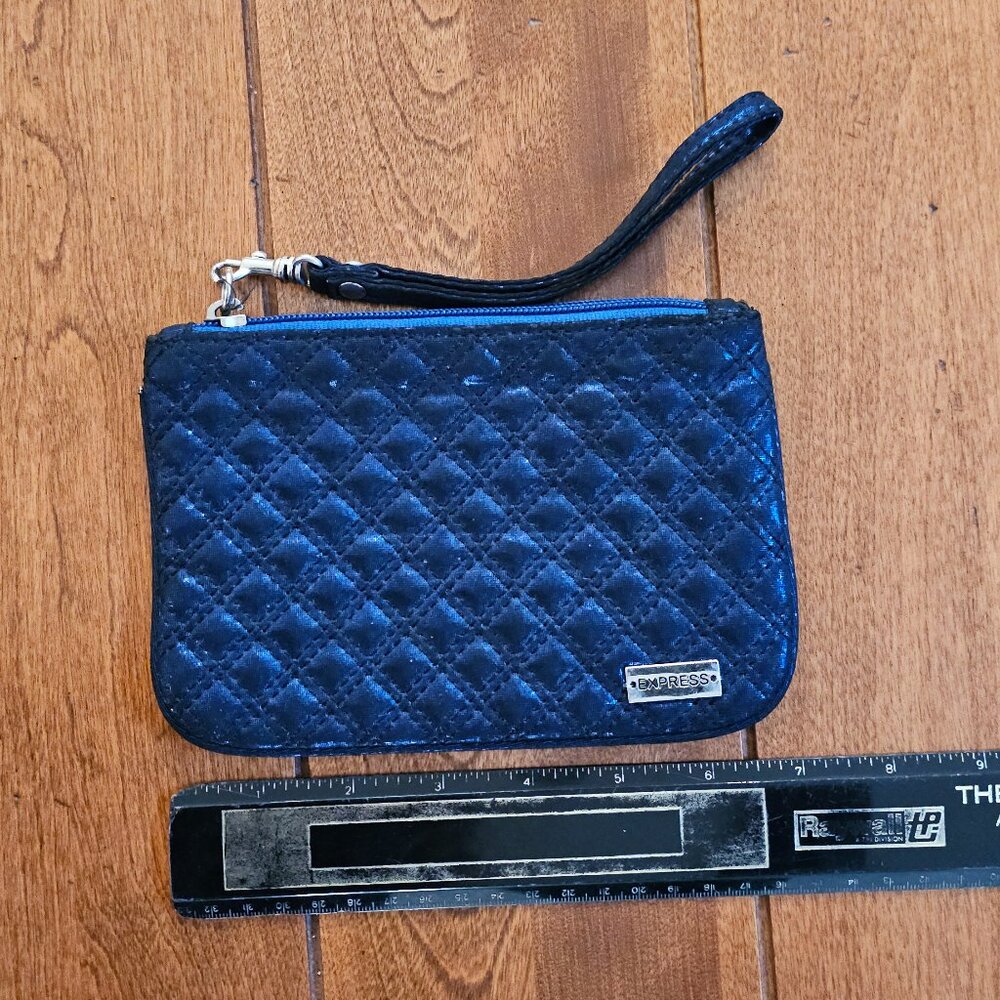 Express Sparkling Dark Blue Bling Clutch with Zipper